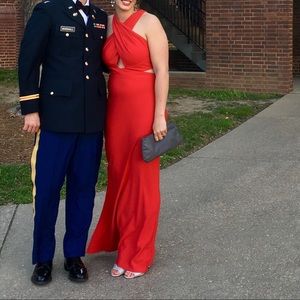 Red floor length gown